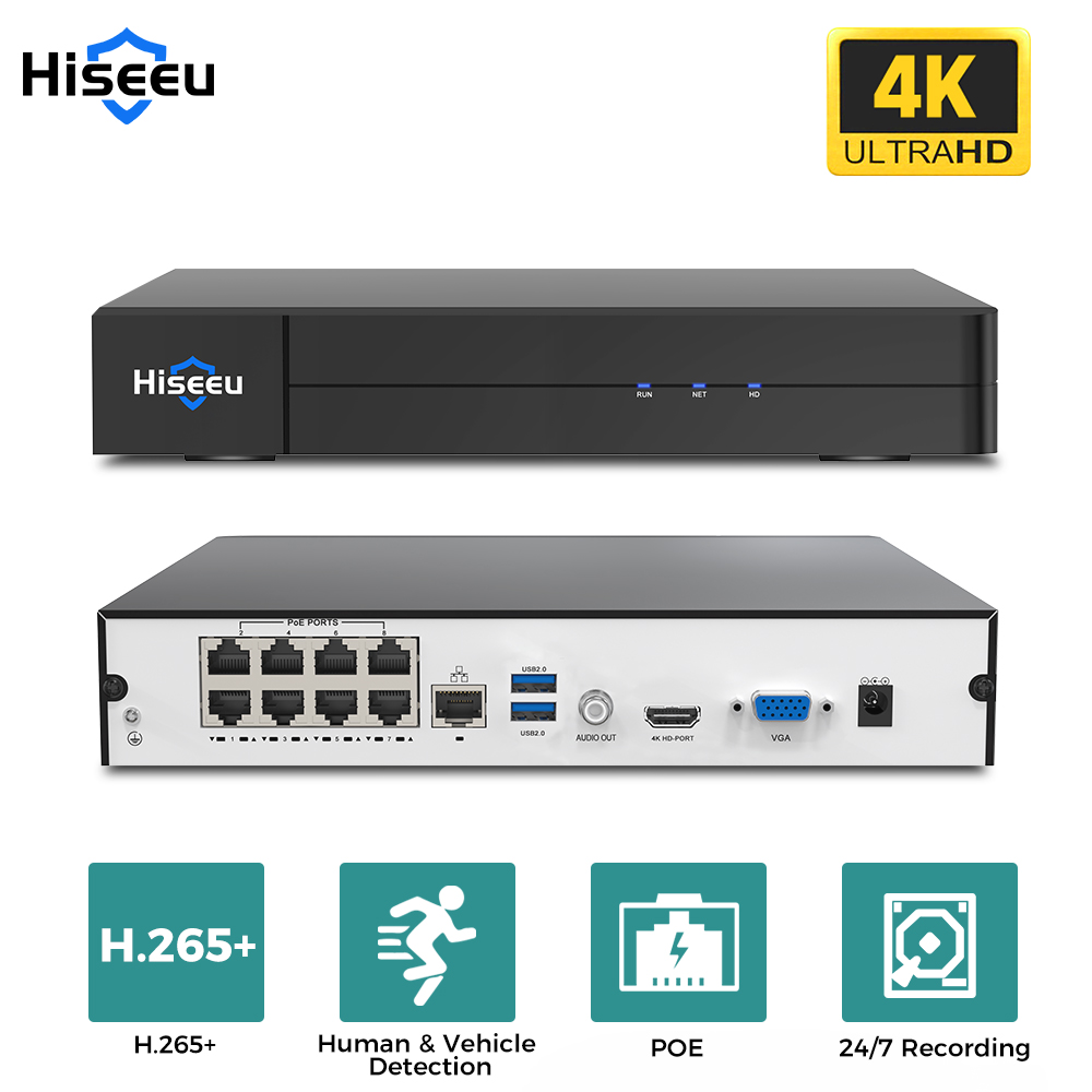 Webcam 4K - Hiseeu 8CH 4K PoE NVR شبكة