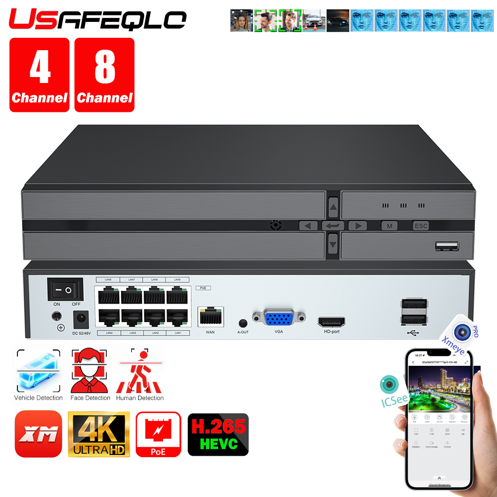 Webcam 4K - كشف الوجه H.265 8ch * 4K