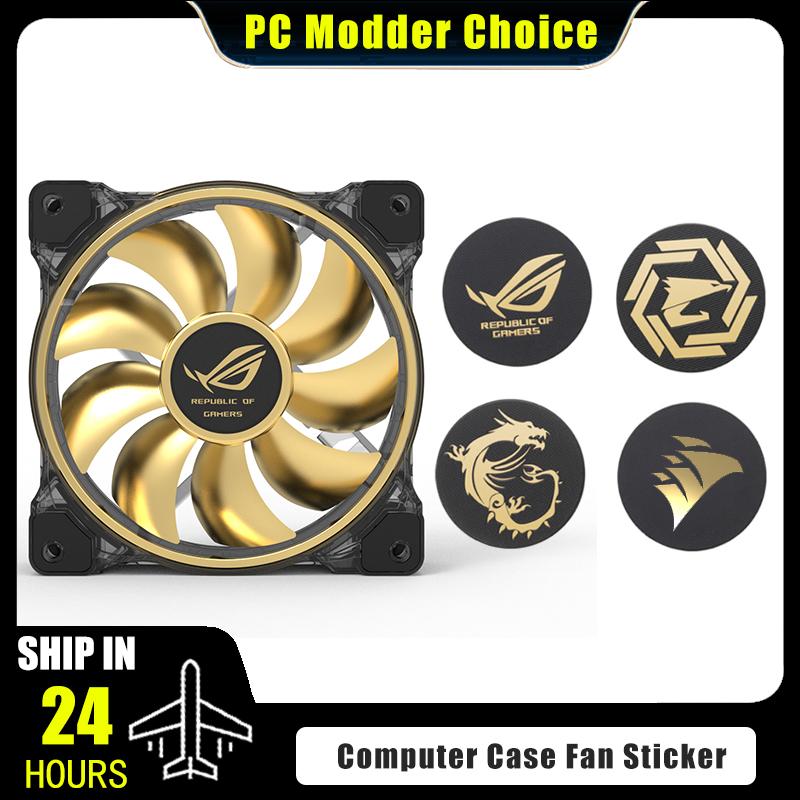 Pc Gaming Upgrades - ملصق شعار مروحة حالة الكمبيوتر، ملصق