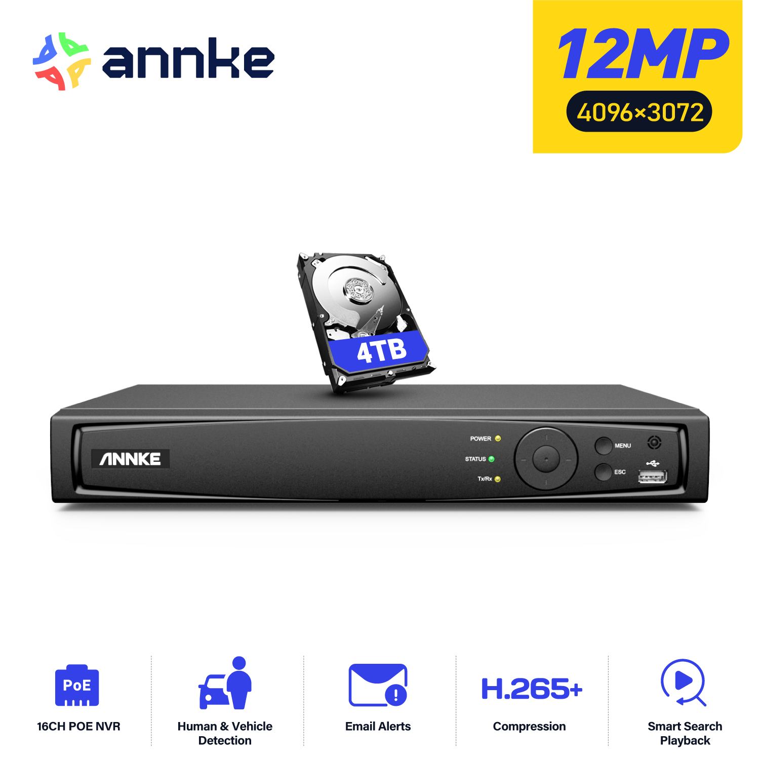 Webcam 4K - ANNKE 12MP POE NVR شبكة مسجل