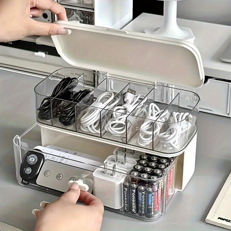 Cable Management Sleeve - صندوق منظم كابلات شفاف مزدوج الطبقات